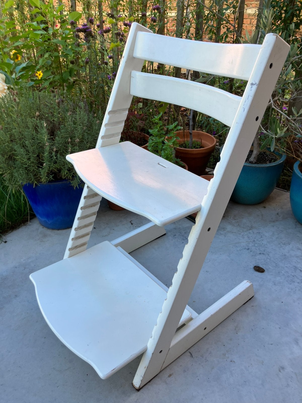 Witte trip trap met omvalbeveiliging, Enlèvement, Utilisé, Chaise évolutive