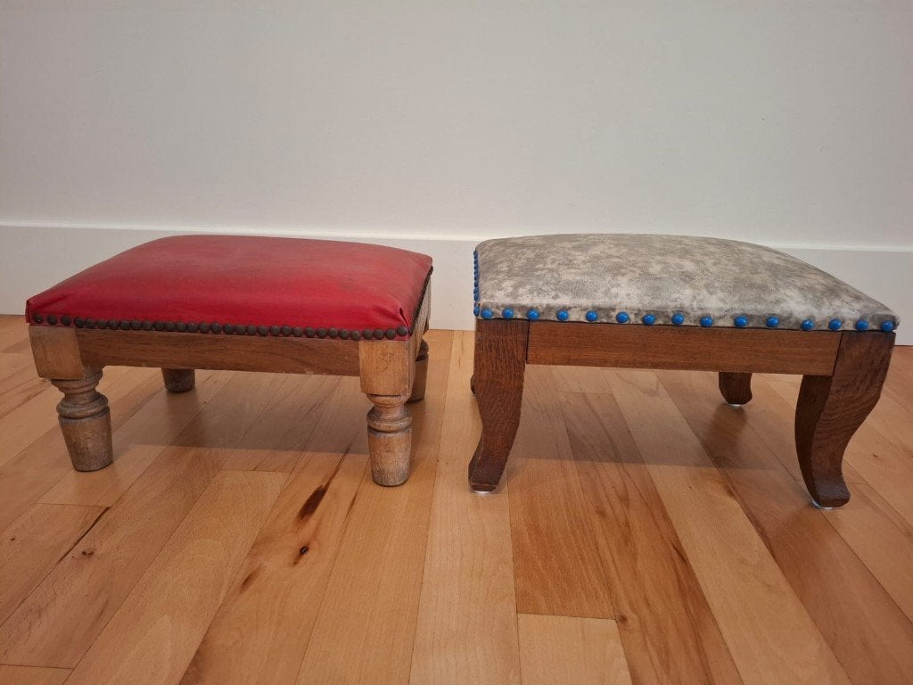 Vintage houten voetenbankjes, Ophalen