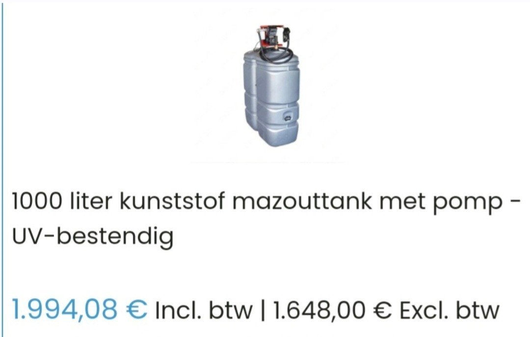 diesel tank 1000 liter uv, Enlèvement