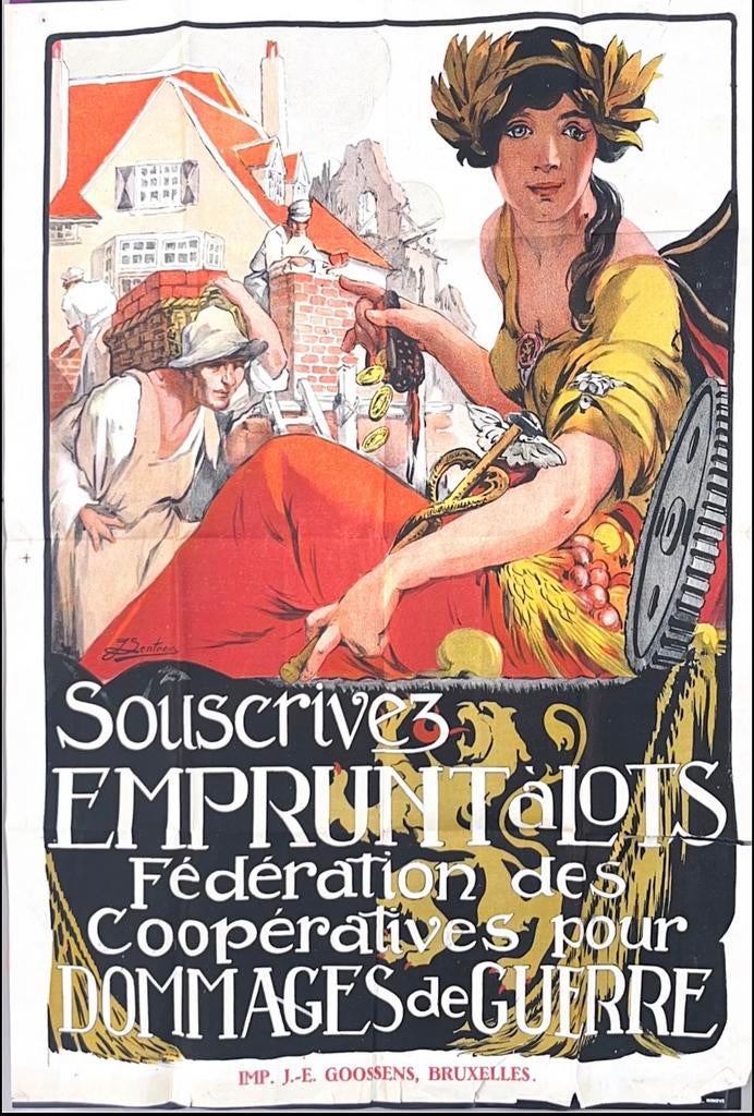 Propagandaposter „Coöperaties voor oorlogsschade”, Verzamelen, Posters, Ophalen