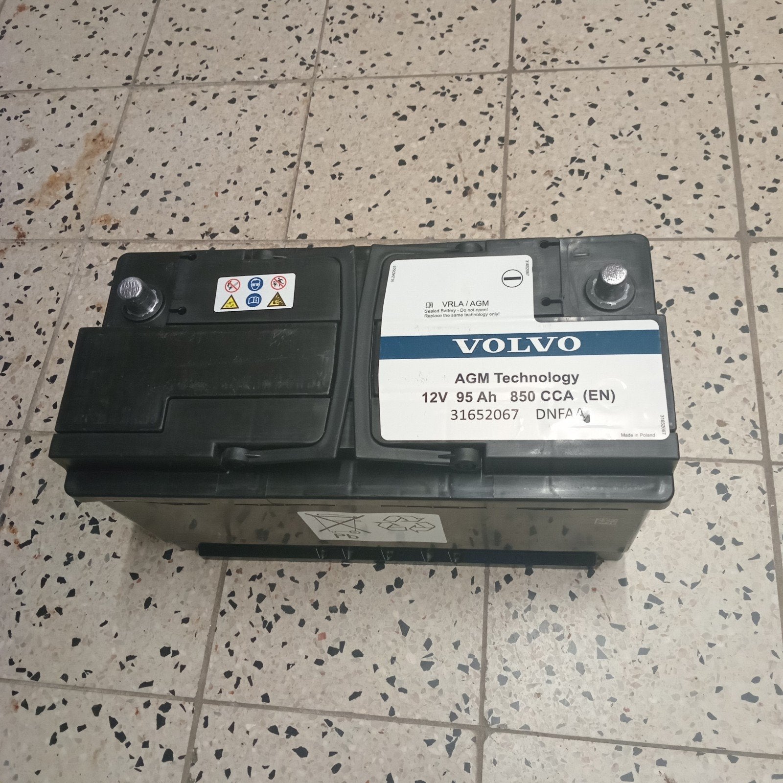 Batterie Volvo AGM d'origine 12 V 90 Ah 850 A (31652067), Volvo