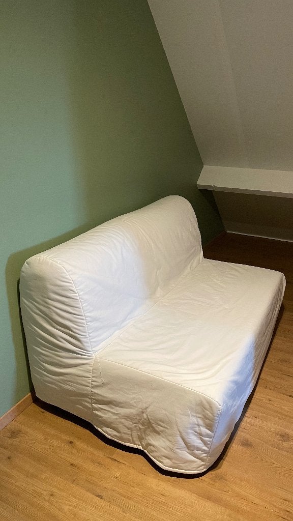 IKEA LYCKSELE LÖVÅS 2-zits slaapbank, Ransta naturel, Ophalen, Gebruikt, Tweepersoons, Crème