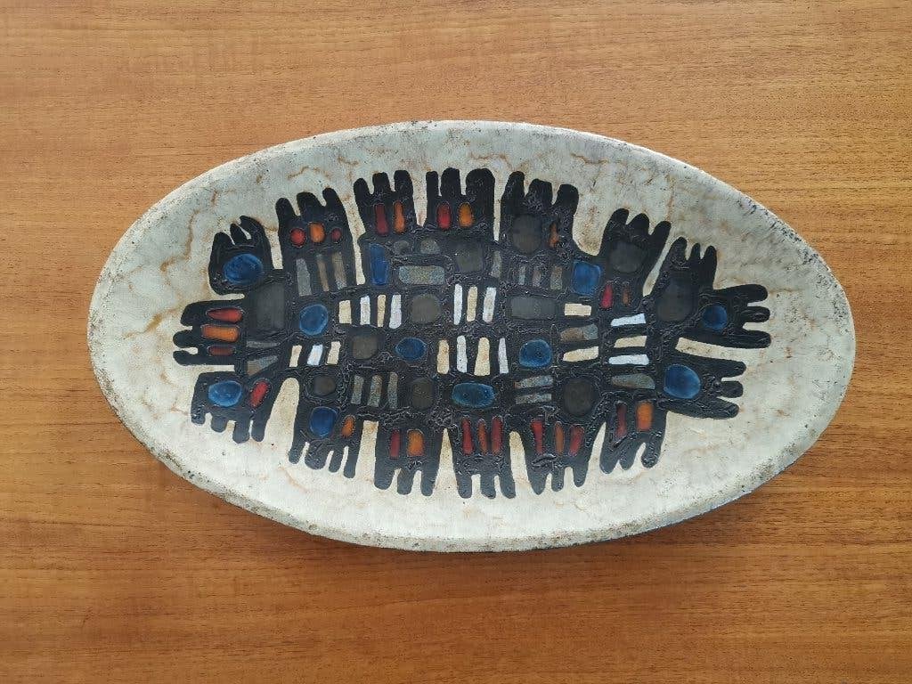 Imposant plat en céramique - Atelier Perignem, Antiquités & Art, Enlèvement