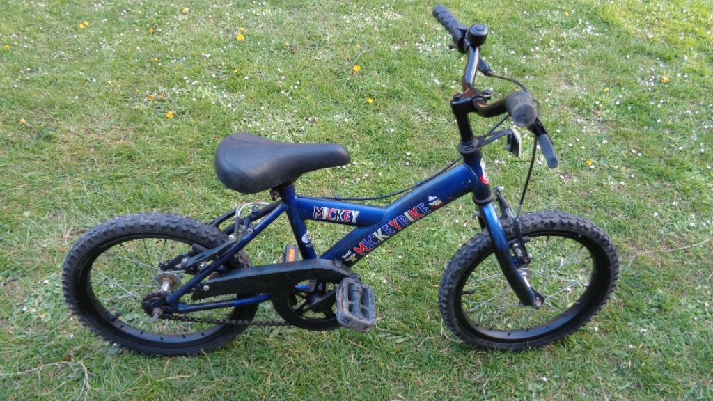  Blauwe kinderfiets Mickey Bike 16 inch, Fietsen en Brommers, Ophalen, 16 tot 20 inch, Zo goed als nieuw, Mickey bike