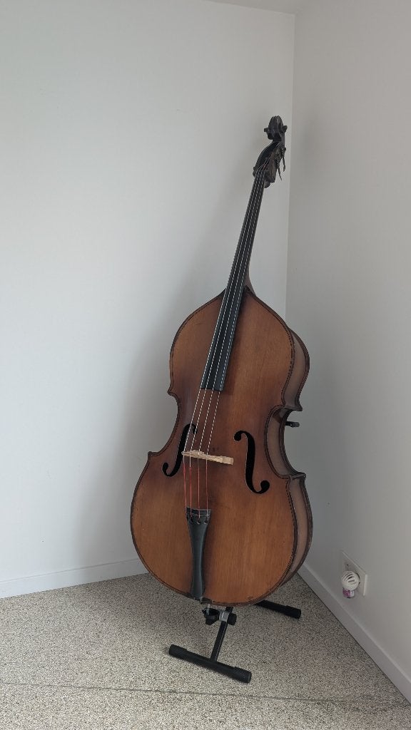 Contrebasse vintage King Mortone, Musique & Instruments, Enlèvement, Utilisé, Contrebasse 4/4, Avec valise