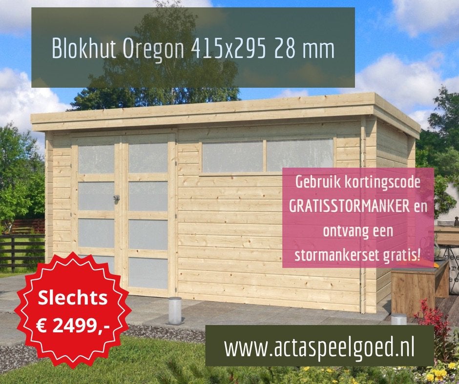 Houten Berging Tuinhuis Tuinberging Oregon 415x295, Tuin en Terras, Ophalen of Verzenden, Nieuw, Hout, Fietsenberging