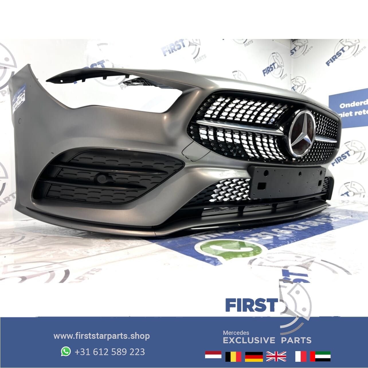 W118 C118 CLA 35 AMG VOORBUMPER COMPLEET + DIAMOND GRIL 2018, Gebruikt, -, Voor, Ophalen of Verzenden