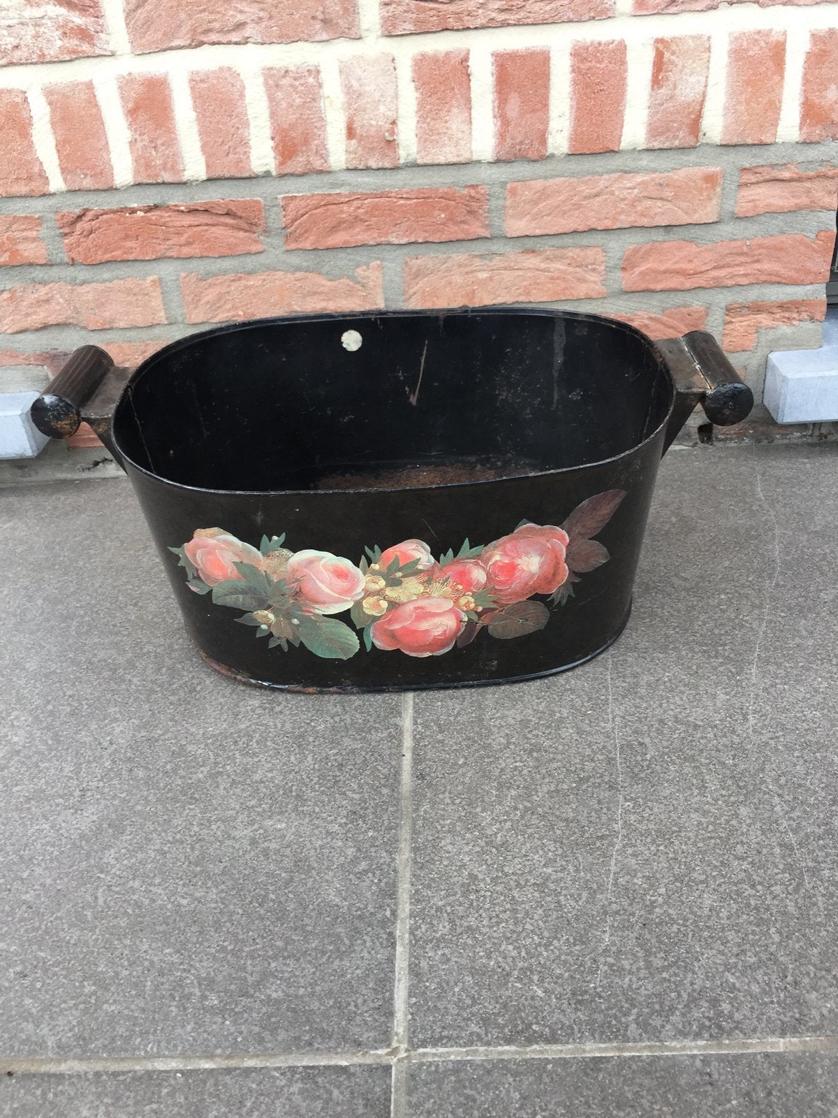 vintage cachepot, Ophalen of Verzenden, Gebruikt, Metaal