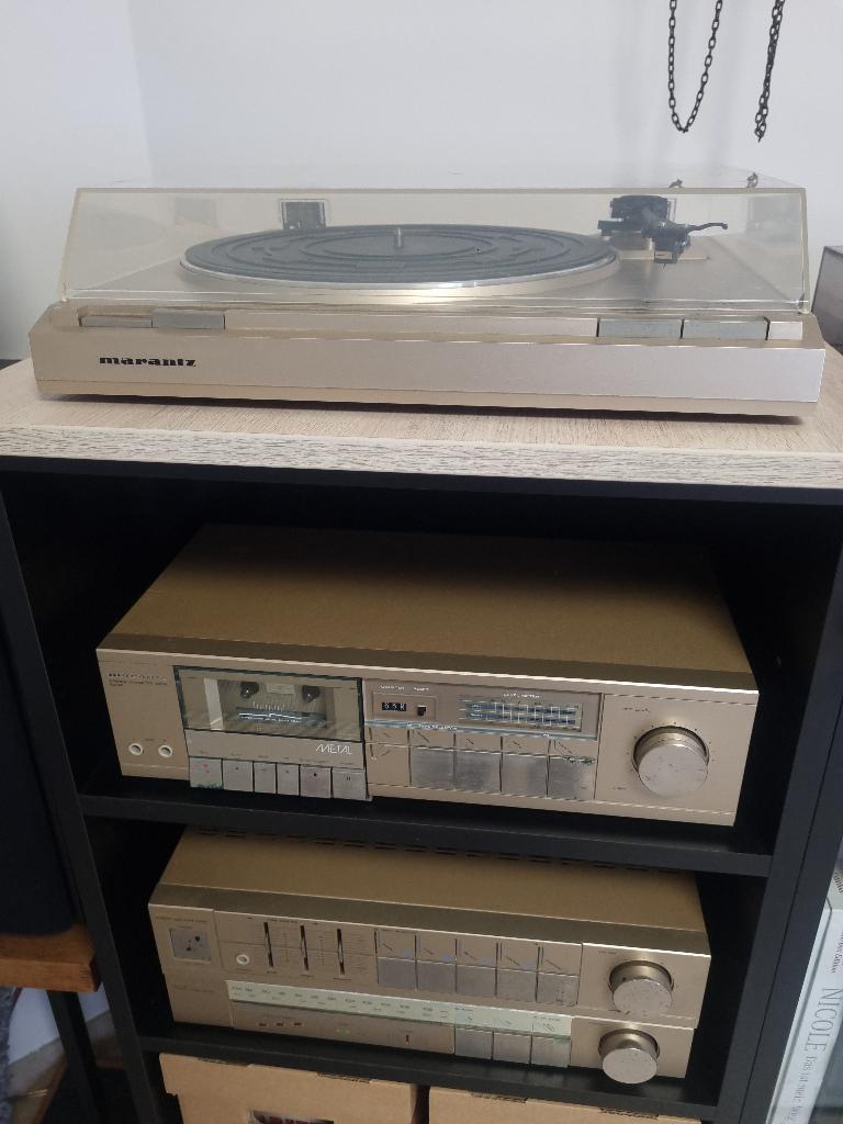 Marantz platenspeler versterker radio casettedek en boxen, Ophalen, Stereo, 60 tot 120 watt, Marantz