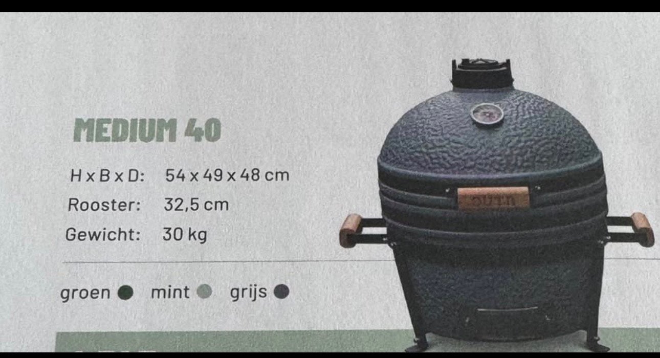 Kamado BBQ medium 40. HxBxD: 54x49x48 cm. Kleur grijs., Ophalen, Nieuw, Outr