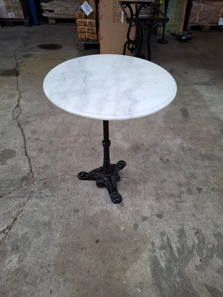 Echte Marmeren Bistrotafels met Gietijzeren Poot, Huis en Inrichting, Ophalen, Overige materialen, 50 tot 100 cm, Rond