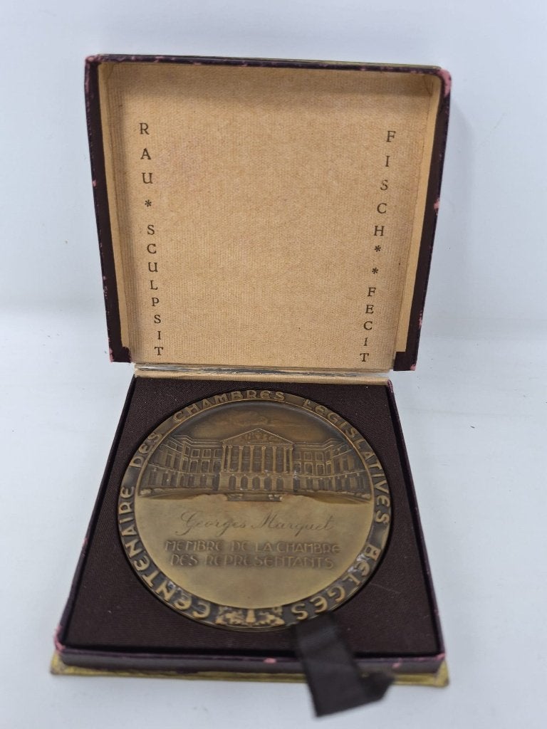 Zeldzame Belgische officiële eremedaille – Georges Marquet, Postzegels en Munten, Ophalen, Brons
