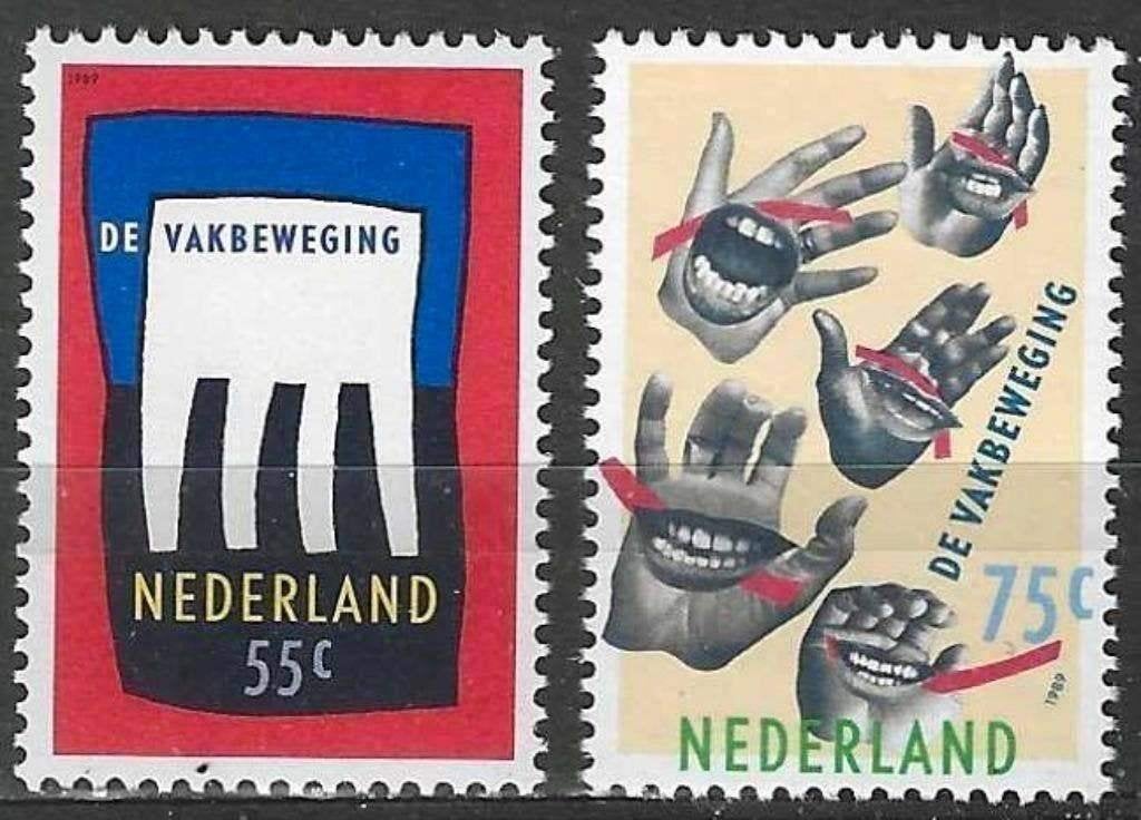 Pays-Bas 1989 - Yvert 1328-1329 - Mouvement syndical. (OU), Envoi, Non oblitéré
