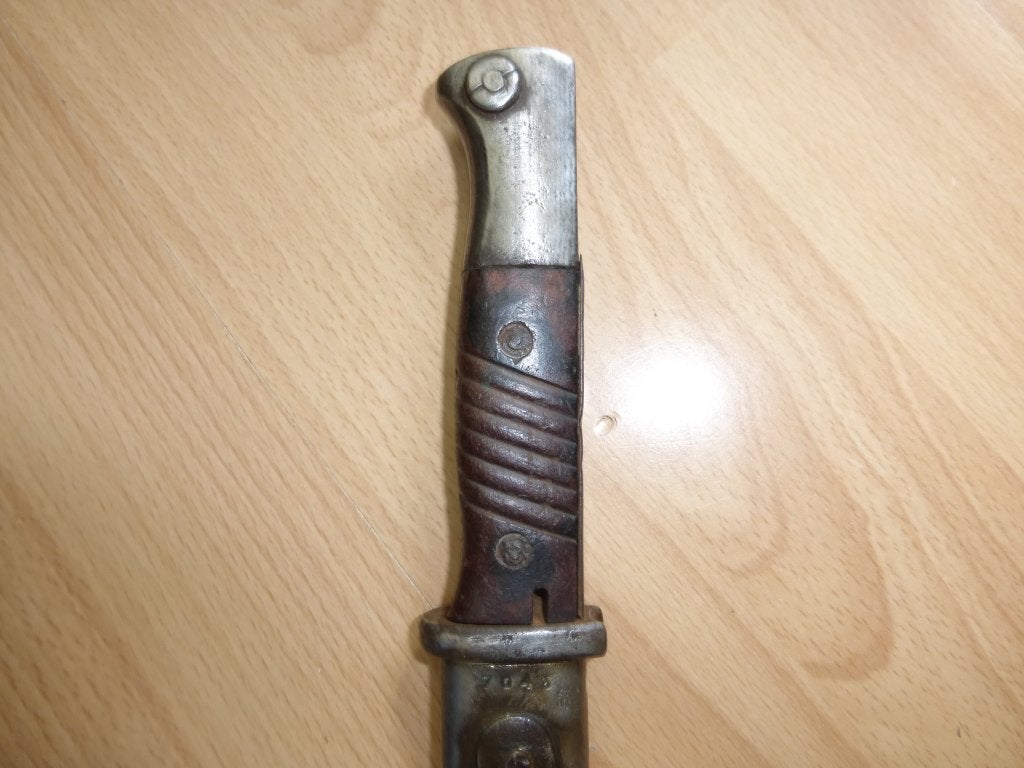 Baionnette Mauser 84/98 3e type plaquettes rivetées asw44, Collections, Envoi, Armée de terre, Couteau ou Poignard