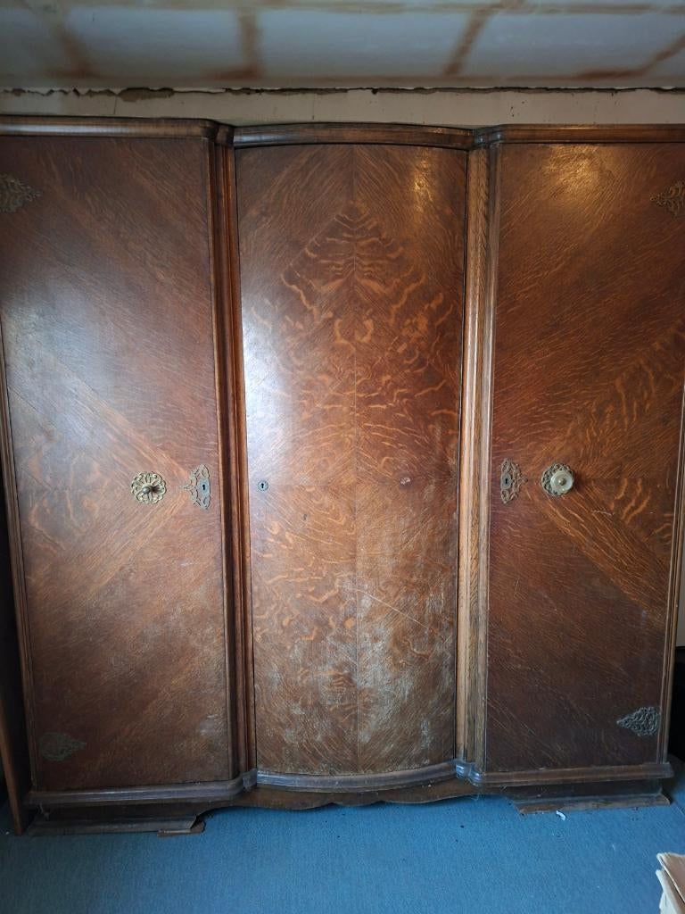 Prachtige Art Deco Kleerkast - Gevlamd Hout - Jaren '30, Huis en Inrichting, Kasten | Kleerkasten, Ophalen, Met deur(en), Gebruikt