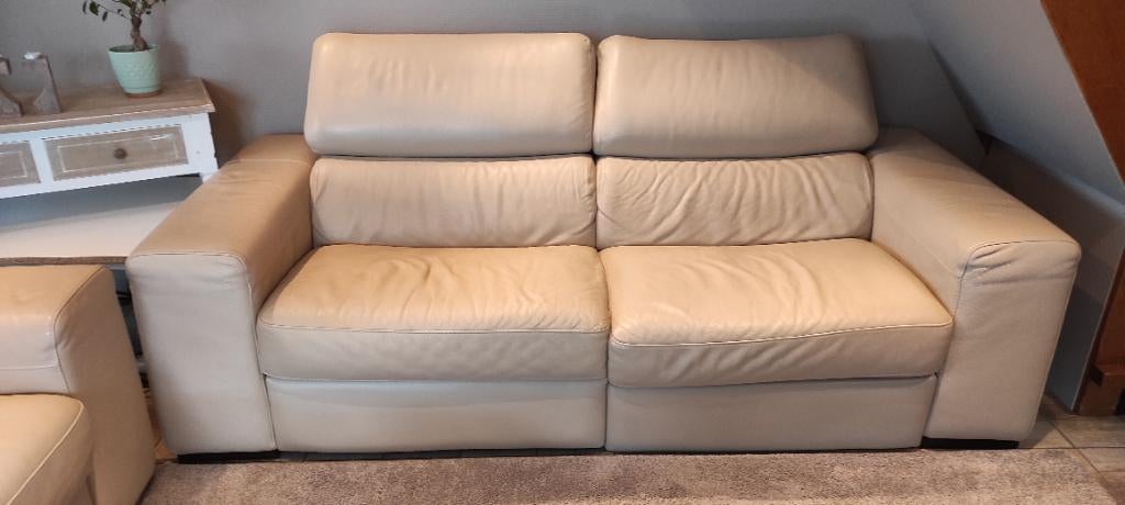 Lederen zetel met electrische relax, Huis en Inrichting, Ophalen, Gebruikt, Driepersoons, Leer
