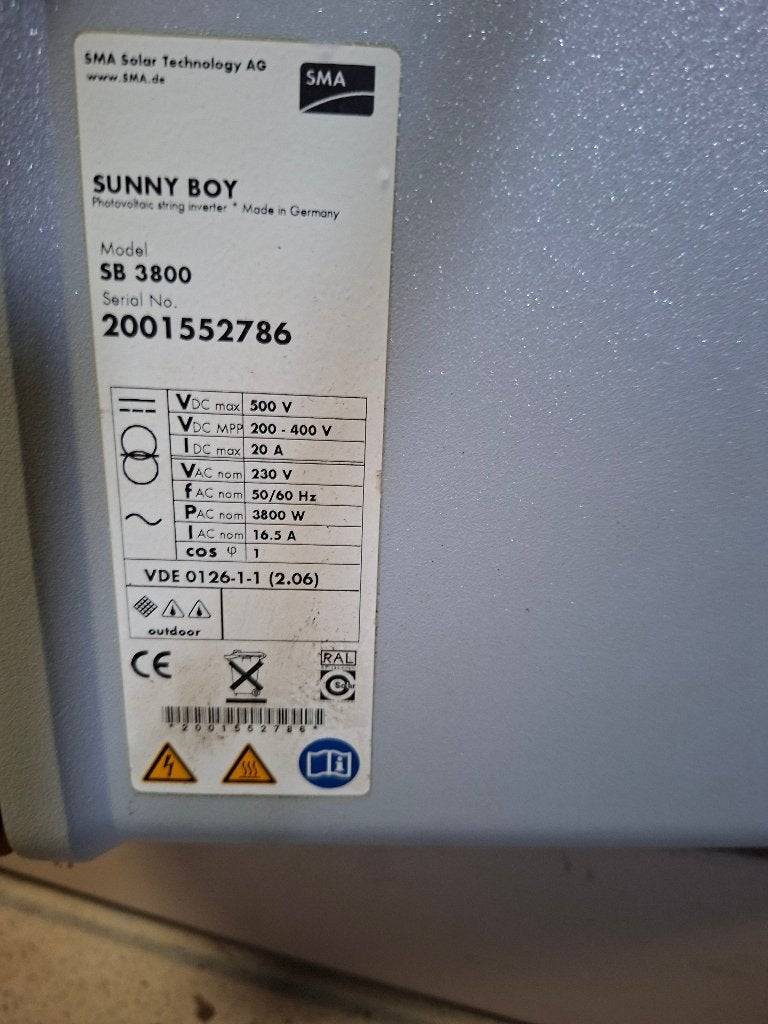 omvormer sunny boy SB3800, Ophalen, Gebruikt, Compleet systeem