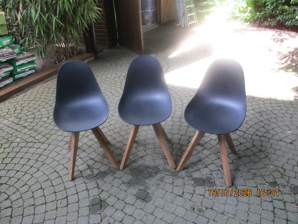 Chaises de cuisine noires avec structure en bois, Enlèvement, Comme neuf, Noir