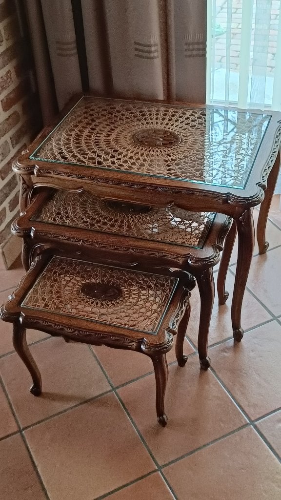 Set van 3 tafeltjes, Enlèvement, Utilisé, Verre