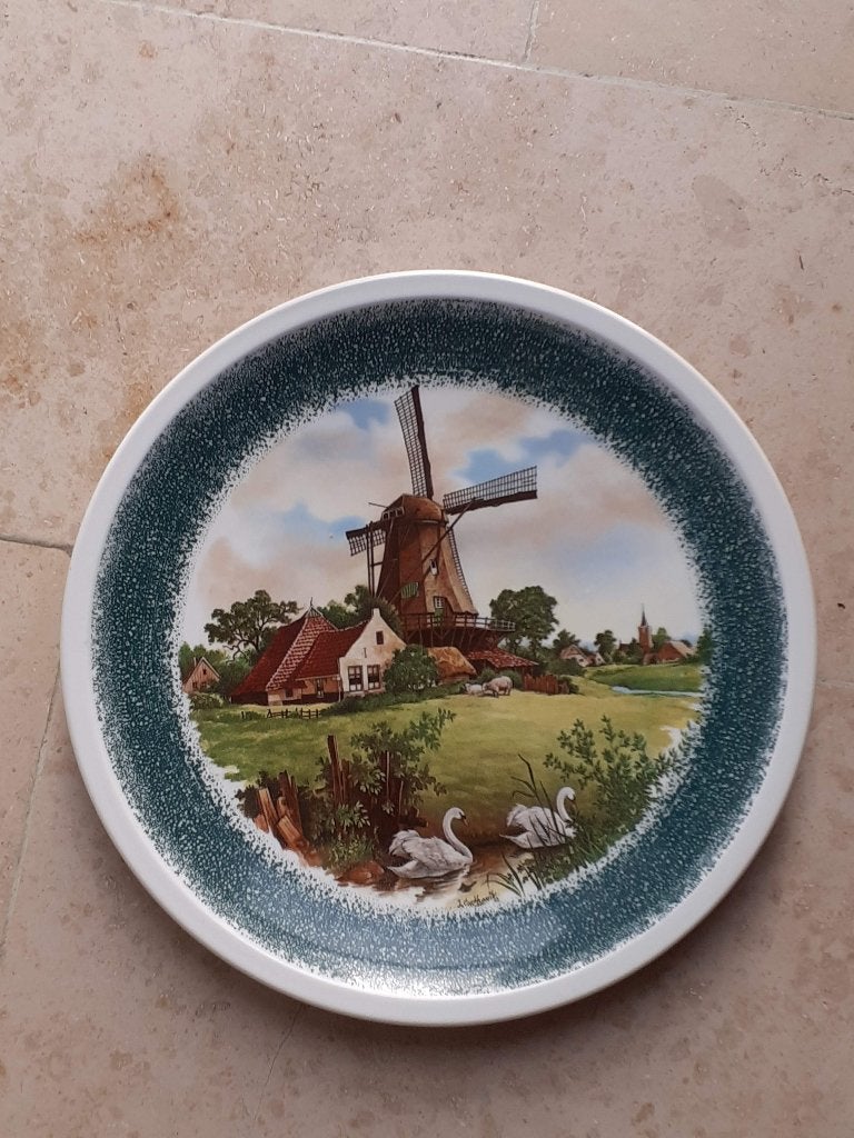 Handgedecoreerd wandbord Royal Schwabap Hollands landschap, Antiek en Kunst, Ophalen