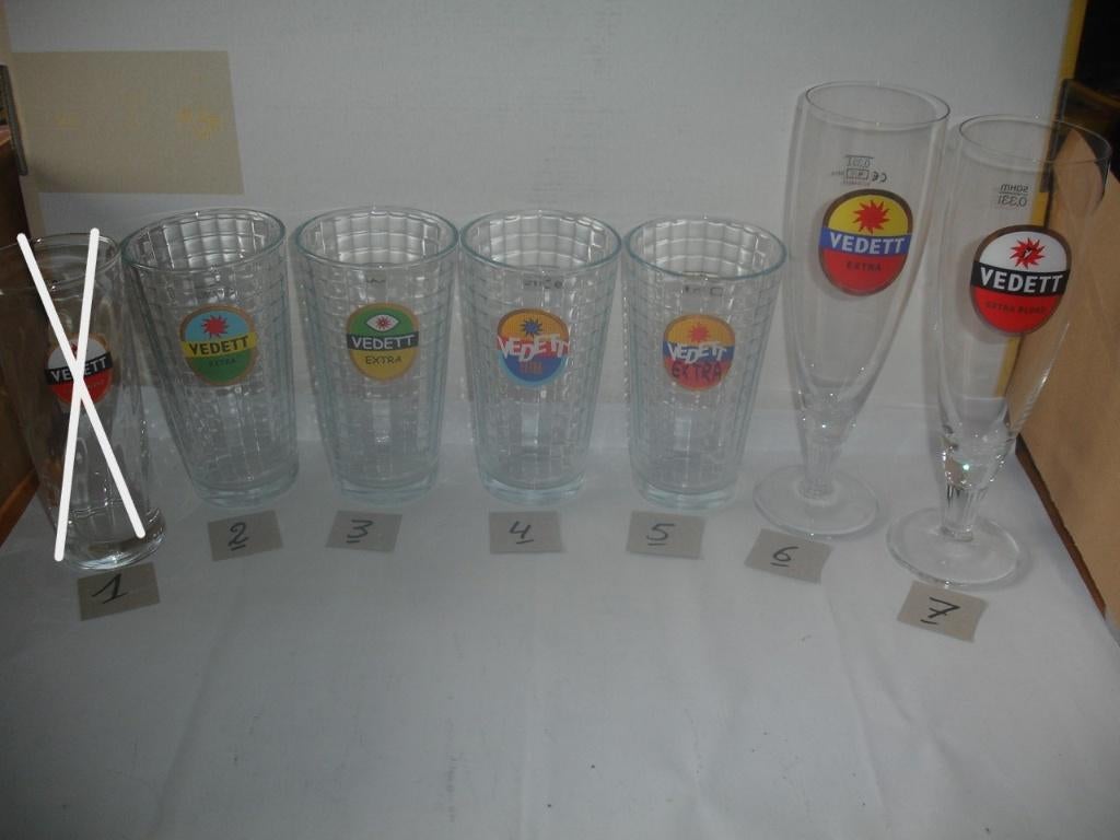 Vedett bierglazen, 6 soorten aan € 1,50 per glas., Ophalen of Verzenden, Zo goed als nieuw, Glas of Glazen, Duvel