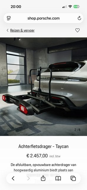 Origineel fietsrek Porsche Taycan, Ophalen, Nieuw, Brede banden, 2 fietsen
