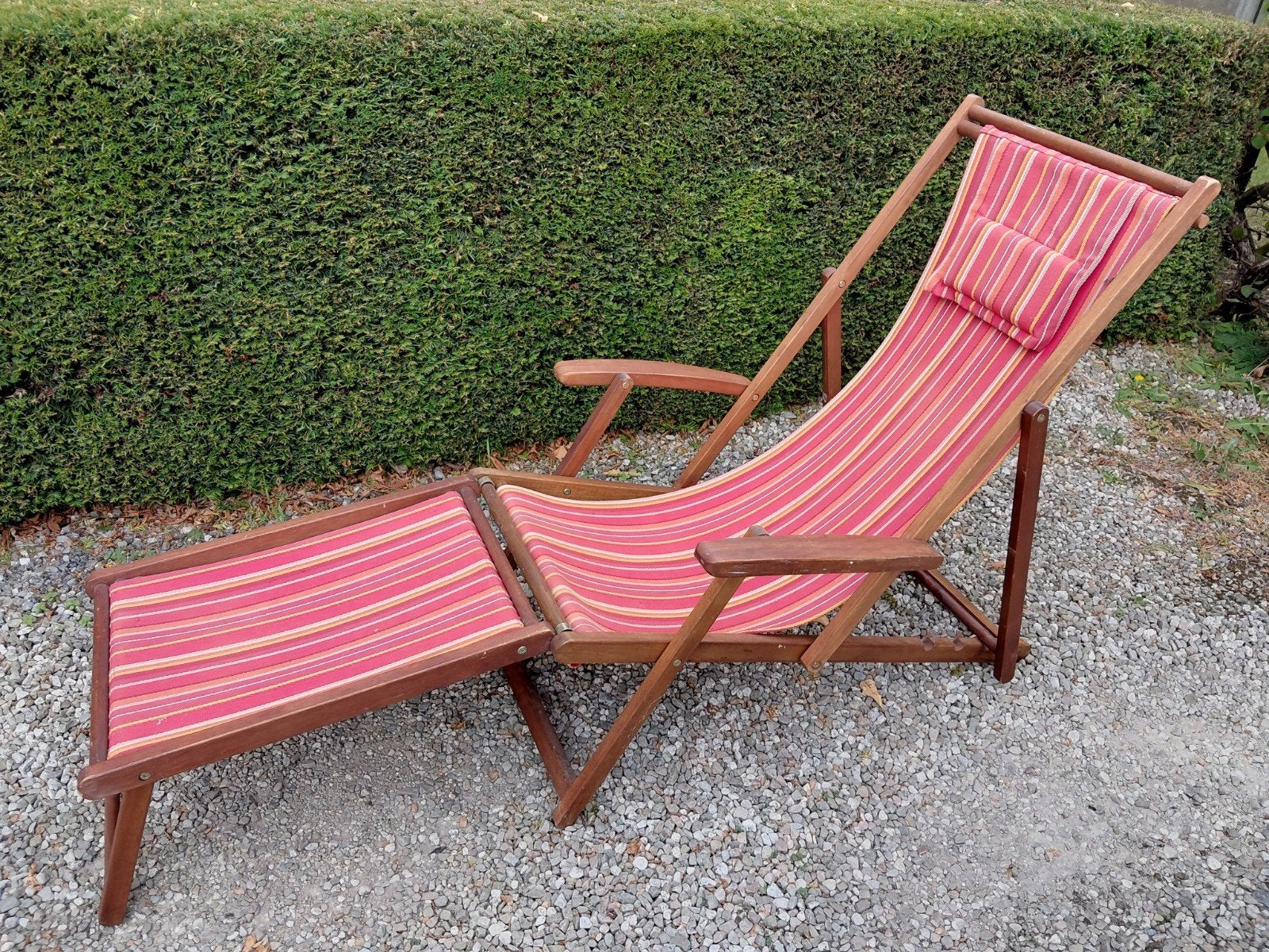 Retro houten ligstoel, Jardin & Terrasse, Enlèvement, Bois