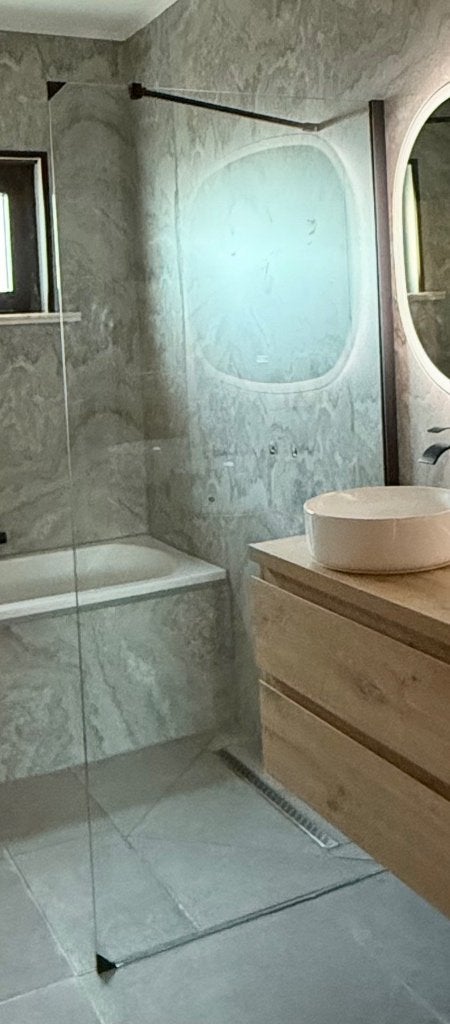 Douchebak en glaswand (nieuw), Ophalen, Nieuw, Glas, Douche