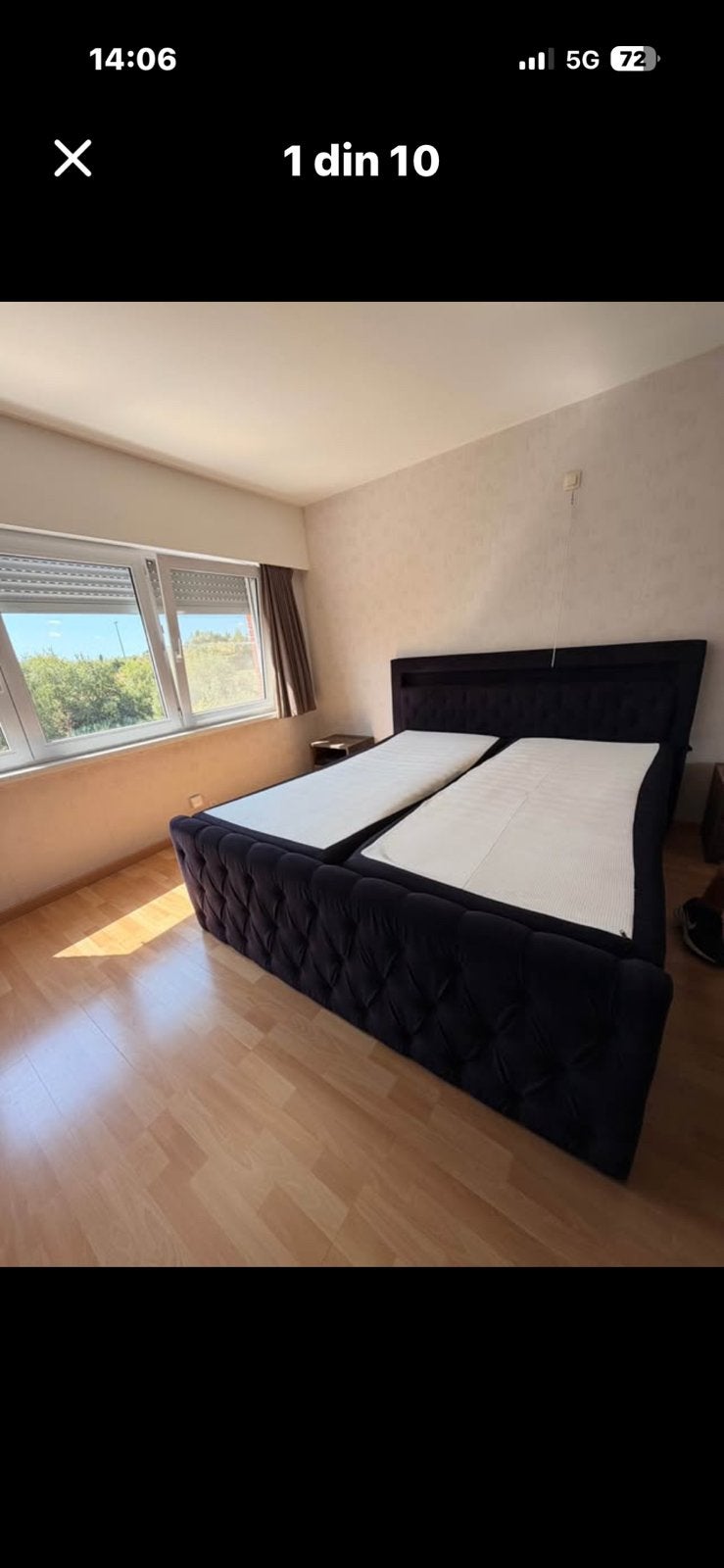 Boxspring te koop /inclusief matrassen en topper, Enlèvement, Comme neuf, Noir