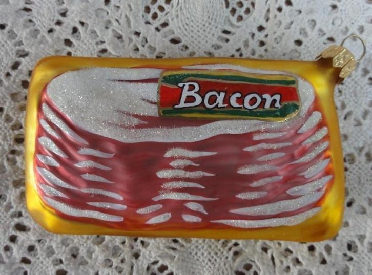 SALE Glazen kerstbal bacon / vlees, KERST, Divers, Noël, -, Comme neuf, -, -