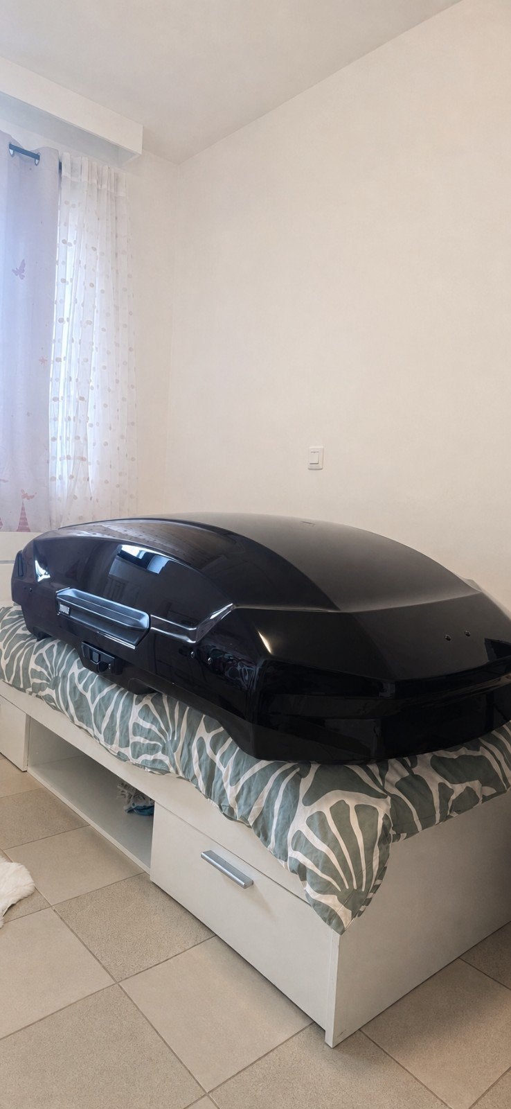 Thule Motion 3 M Black Glossy dakkoffer + Norauto dakdragers, Enlèvement, Comme neuf