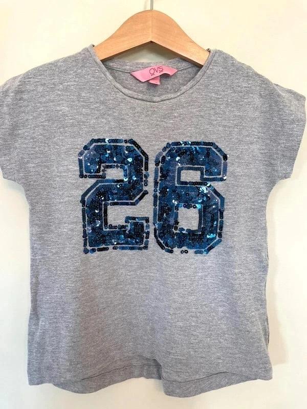 T-shirt pour fille avec sequins, 4/5 ans (110 cm), Enlèvement ou Envoi, Utilisé, Fille
