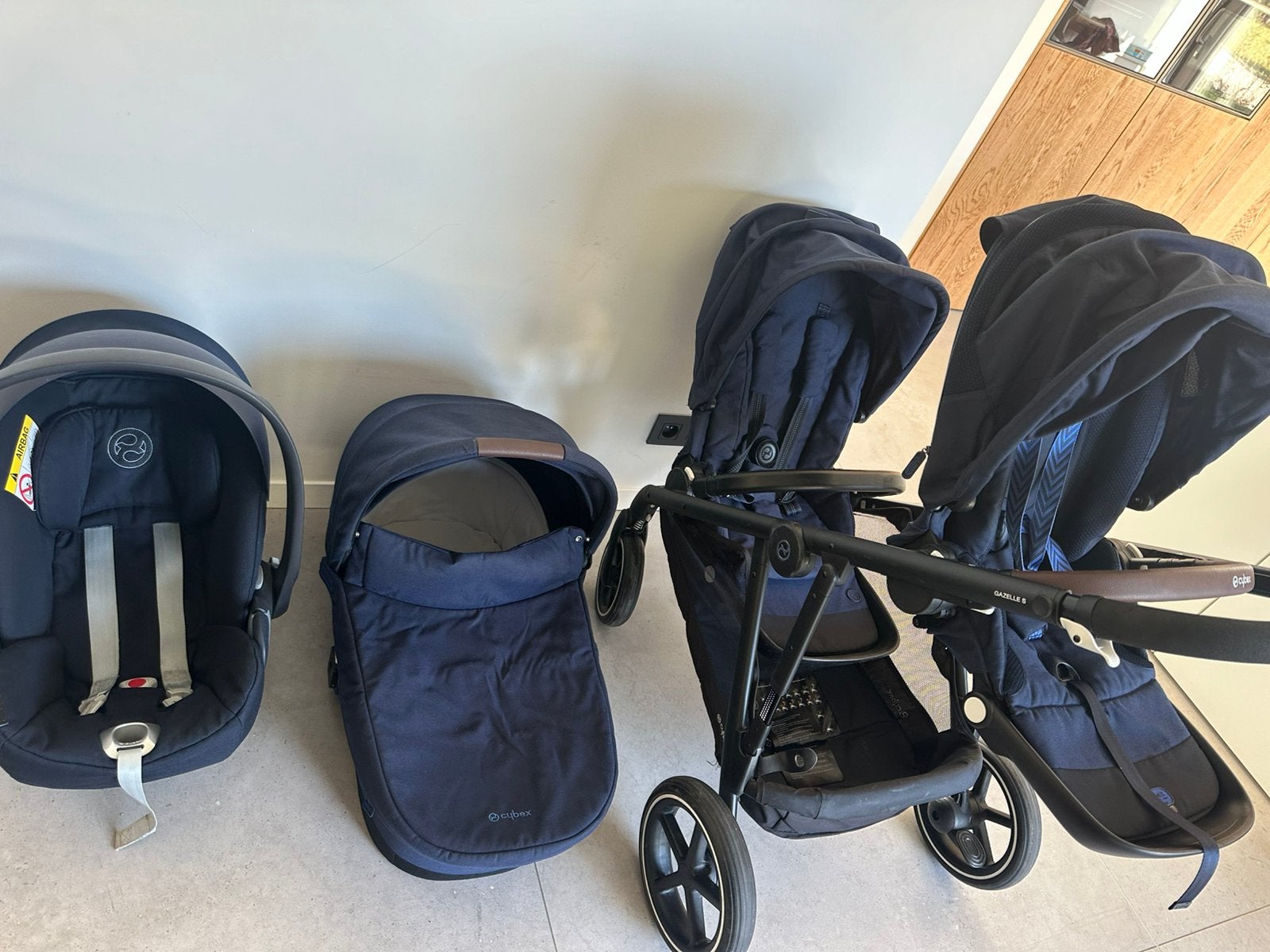 Cybex Gazelle S duo + maxicosi + reiswieg, Kinderen en Baby's, Gebruikt, Duowagen, Ophalen, Kinderwagen