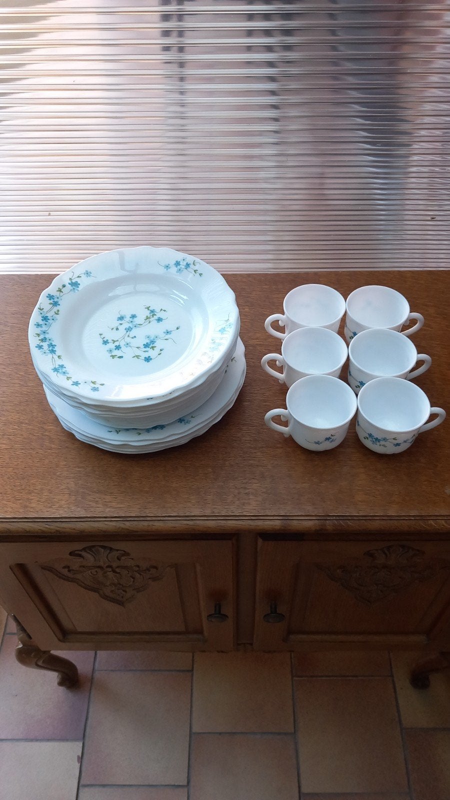 assiettes et tasses vintage Arcopal Veronica pour 6 personne, Enlèvement