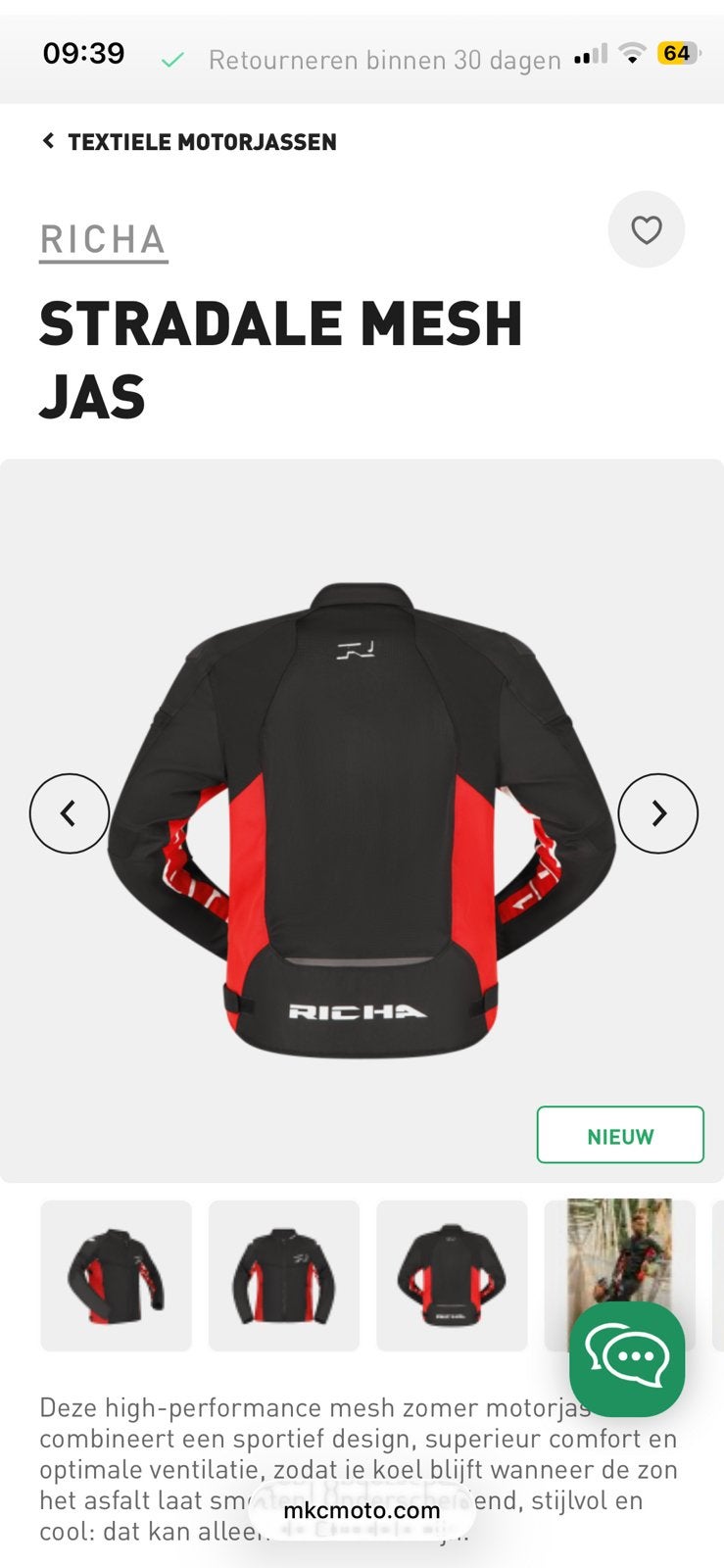 Richa doorwaai jas, Motoren, Ophalen, Nieuw zonder kaartje, Heren, Jas | textiel