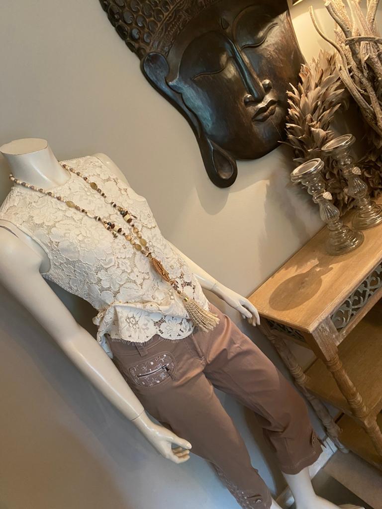 PSY JEANS ZEER SPECIALE BEIGE BROEK Mt 42, Kleding | Dames, Broeken en Pantalons, Nieuw, Beige, Ophalen of Verzenden