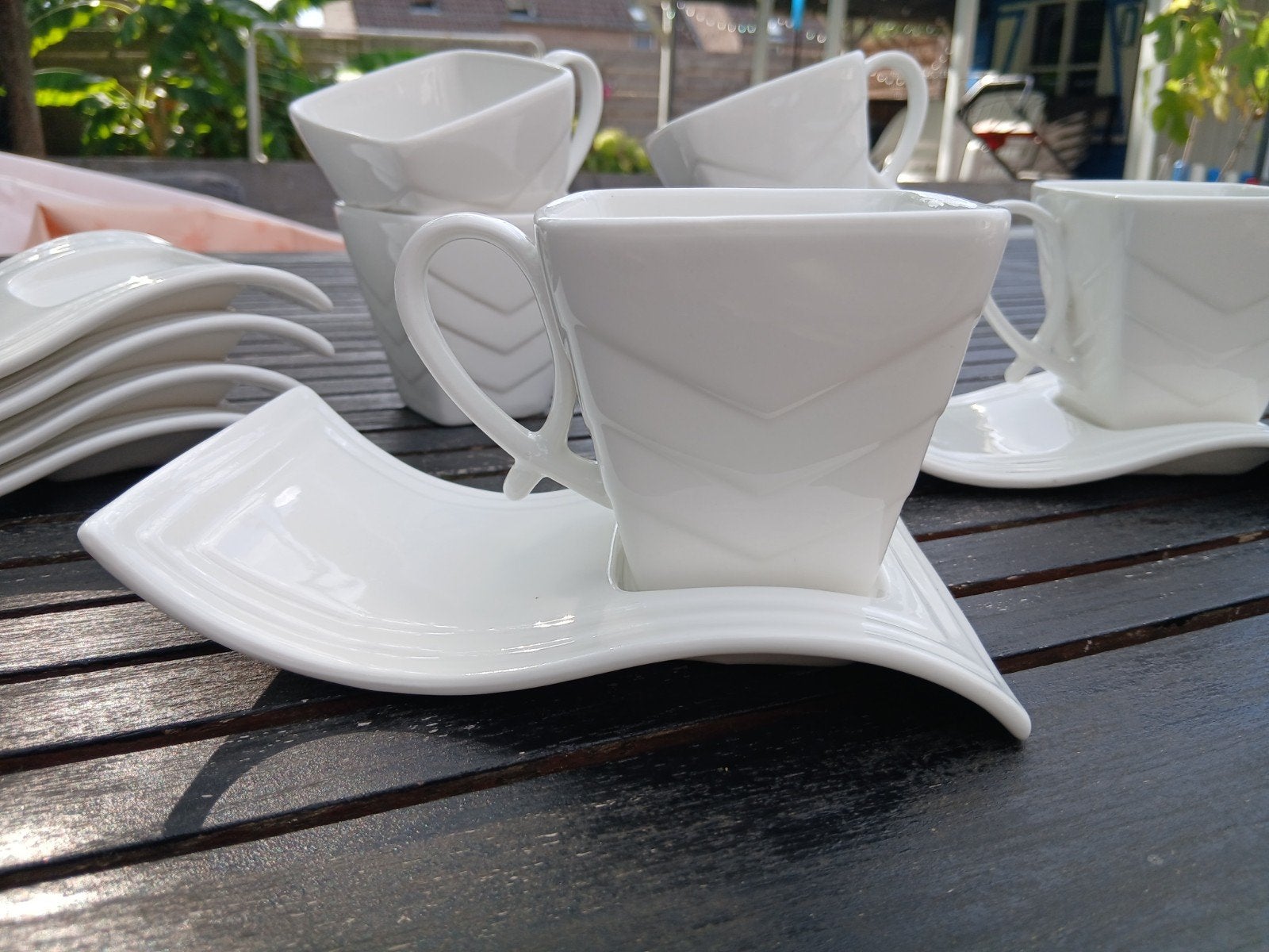 ​Modern wit porseleinen koffieservies - Porzellanhaus Schäfe, Huis en Inrichting, Ophalen of Verzenden