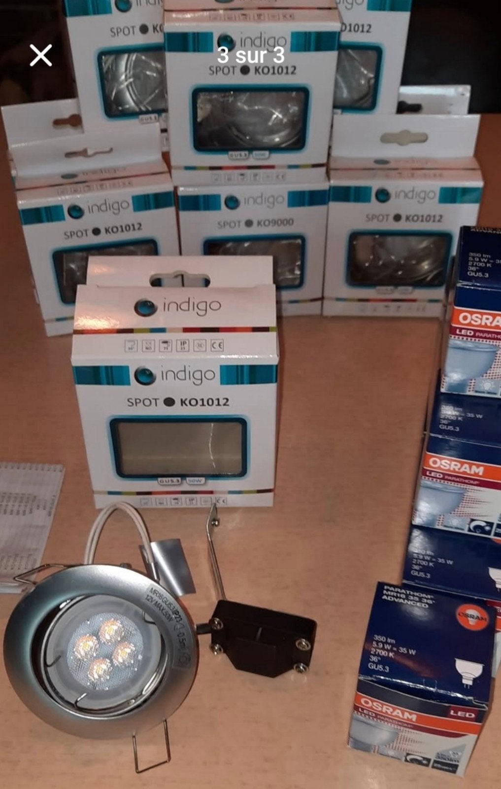 10 spots LED encast. orient. chrome mat, leds interchang., Enlèvement ou Envoi