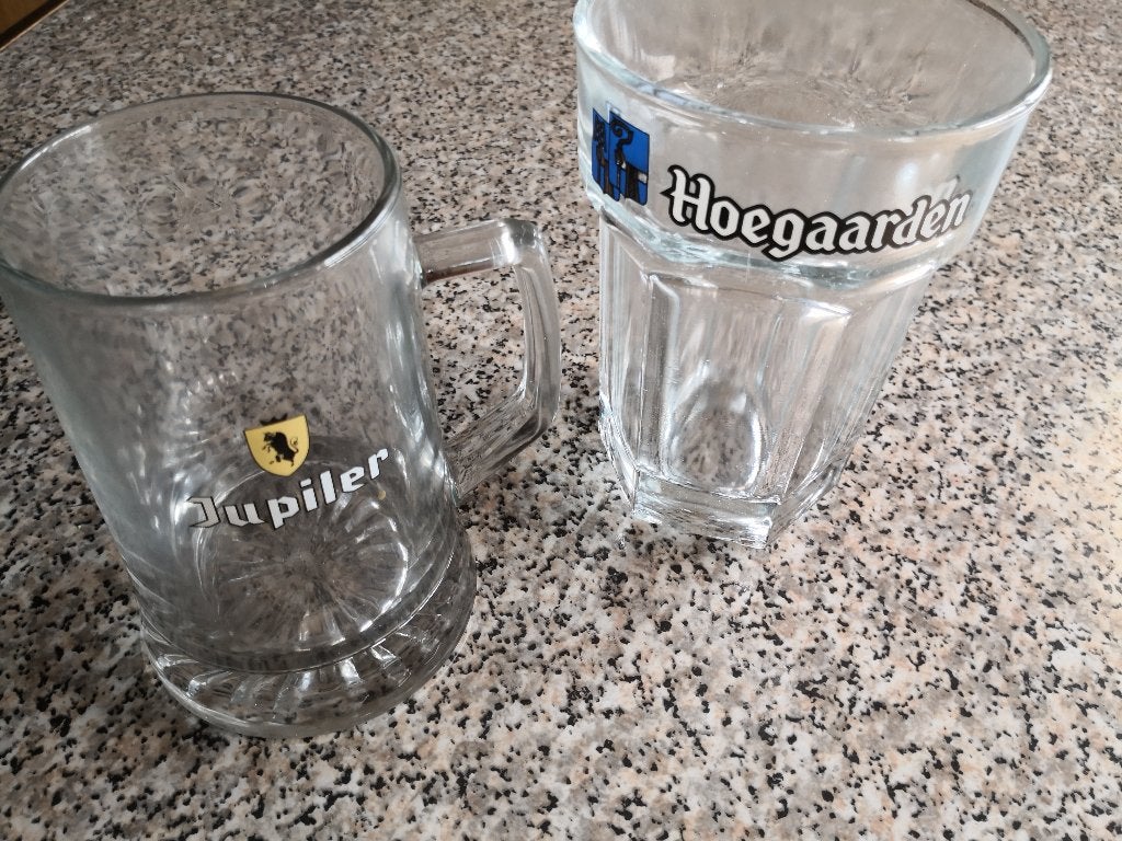 Bierglazen - Jupiler en Hoegaarden, Verzamelen, Biermerken, Ophalen, Jupiler