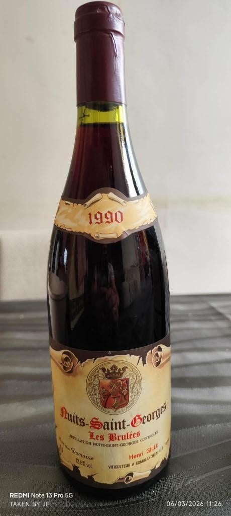 VIN ROUGE NUITS SAINT-GEORGES "LES BRULEES", Verzamelen, Gebruikt, Frankrijk, Ophalen of Verzenden, Rode wijn