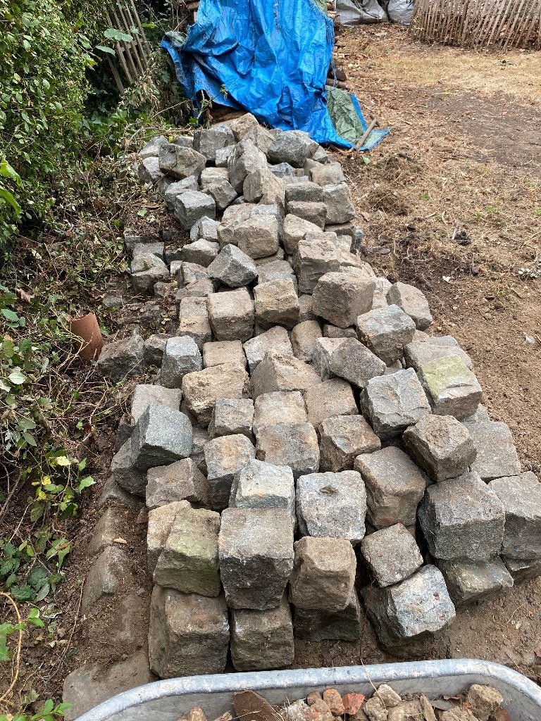 Lot de pavés en pierre naturelle — env. 4 m² — 60€, Utilisé, Autres types, Moins de 5 m², Enlèvement