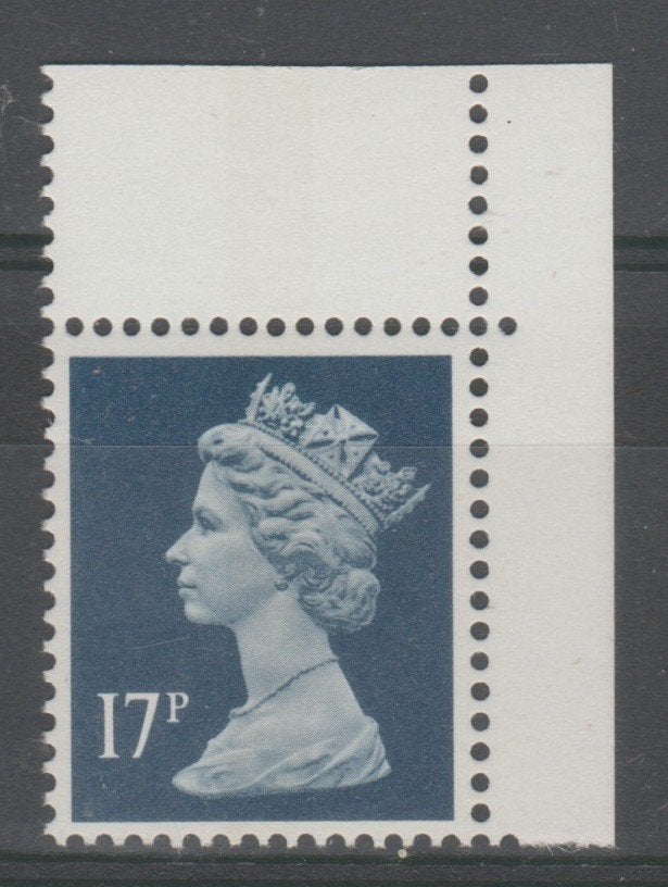 GB 1991 17p Deep Blue litho centre band top corner right **, Verzenden, Postfris