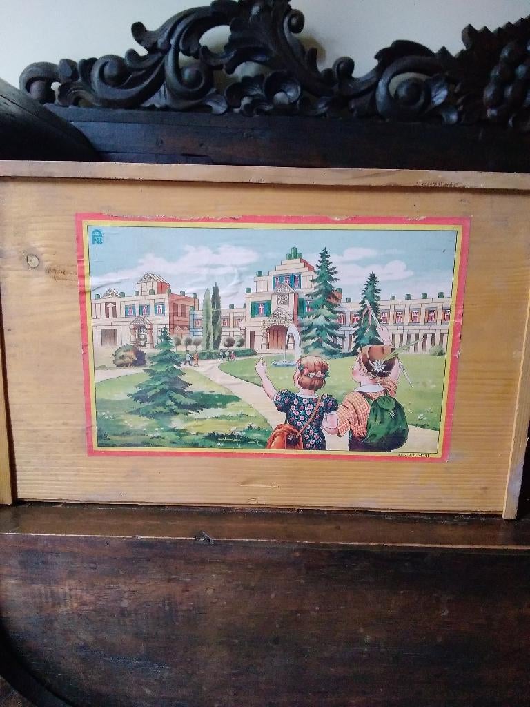 Oude houten blokken bouwdoos., Verzenden