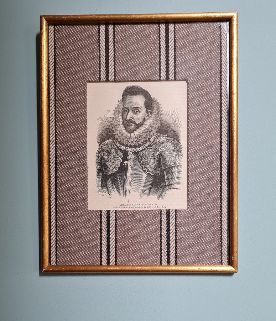 Gravure ancienne Farnèse Alexandre Duc de Parme, Antiquités & Art, 23 cm, Gravure, Portrait, Encadré