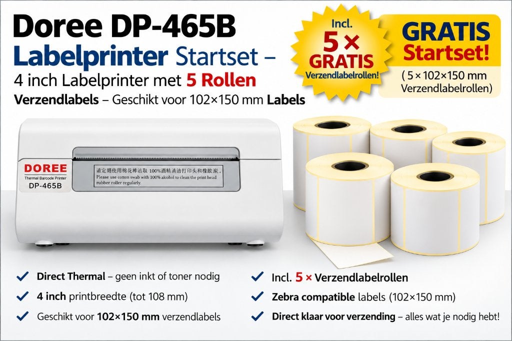 Doree Direct Thermal Label Printer- 4 inch + 5 Labels Gratis, Informatique & Logiciels, Neuf, Info@drktech.be, Enlèvement ou Envoi