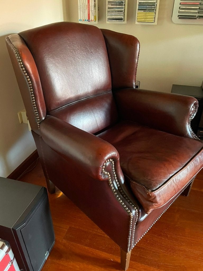 Lederen fauteuil, Ophalen, Gebruikt, Leer