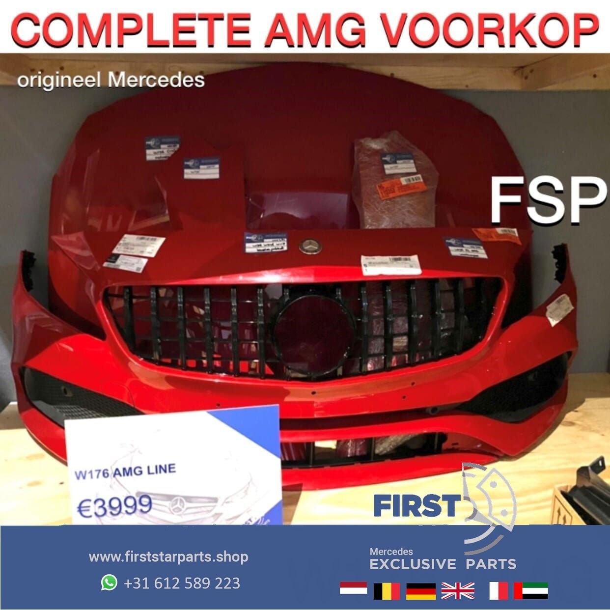 W176 FACELIFT AMG VOORKOP ROOD Mercedes A Klasse 2015-2018 F, Utilisé, -, Avant, -