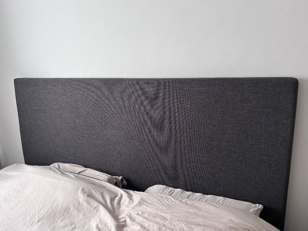 TETE DE LIT 180X130 TISSU GRIS FONCE, Gris, Tissu, Comme neuf, Enlèvement