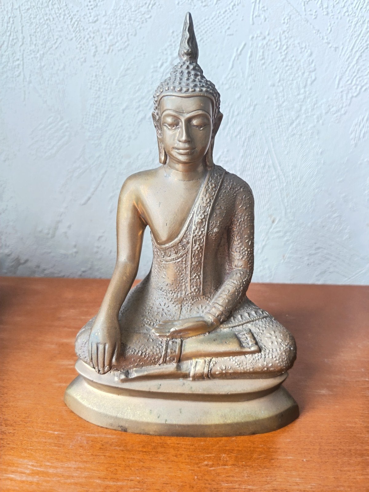 Bouddha Thaï en laiton/bronze 20cm, Antiquités & Art