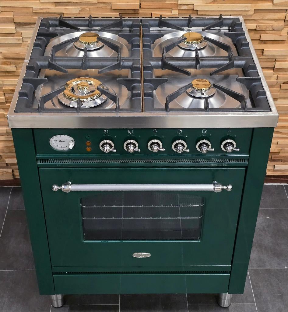 🔥Luxe Fornuis Boretti 70cm groen + rvs 4 pits 1 oven, Elektronische apparatuur, Fornuizen, Ophalen, 60 cm of meer, 4 kookzones